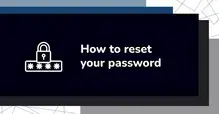 Illustration of a padlock with text 'How to reset your password' on a dark background.