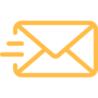 Yellow envelope icon with motion lines indicating fast delivery