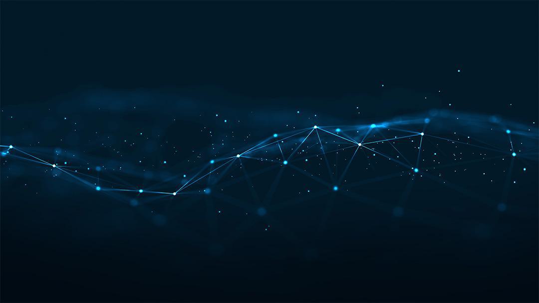 GLASS Hire Platform Abstract digital network with blue nodes and lines on a dark background.